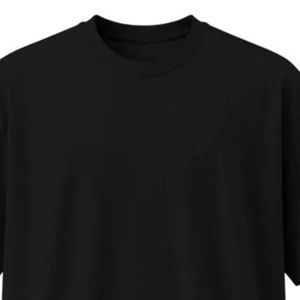 Black DropOver Tee T-shirt surdimensionné pour hommes en coton de qualité supérieure, col rond, manches courtes, coupe ample, streetwear, t-shirt basique confortable - Product Image 2