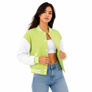stylish <b>varsity</b> <b>jacket</b> for women featuring soft fabric a relaxed fit and fashionable details for comfortable everyday wear - Product Image 1