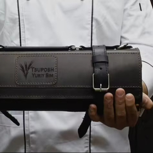 Sac de transport pour couteau de chef professionnel en cuir véritable robuste, léger et portable, pochette de rangement multi-outils pour voyage, 8-11 - Product Image 1