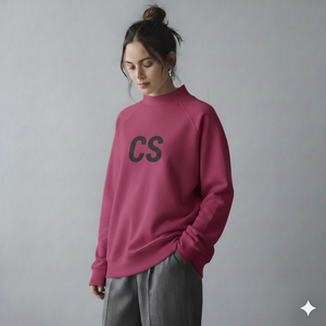Sudadera Oversize de Cuello Alto para Mujer con Estampado de Letras, Tejida, Manga Larga, Logotipo Frontal Asimétrico, Cuello Simulado, Otoño - Product Image 4