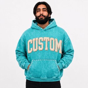 Sweat à capuche d'hiver brodé personnalisé en molleton 100 % coton épais, coupe oversize avec motif graphique pour les acheteurs américains - Product Image 5