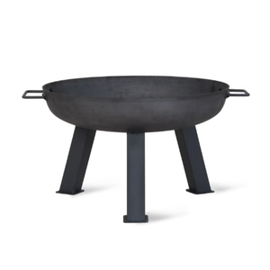 Brasero en acier premium pour jardin extérieur, camping, rond, noir, pour feu de bois, avec pieds trépied robustes et poignées de transport - Product Image 1