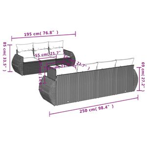 Grand ensemble de canapés de jardin modulaires en polyrotin noir, meubles d'extérieur modulaires élégants - Product Image 3