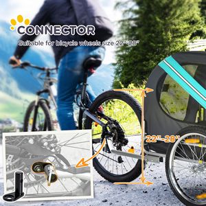 Carrello da Viaggio Fuoristrada per Animali Domestici di Taglia Grande, Blu/Grigio, con Rete a Maglie, Rimorchio per Bicicletta con 3 Ingressi e Ruote Grandi - Product Image 6