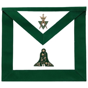 Tablier de Maître Maçon Senior Allié en Velours Vert avec Broderie à la Main, Corps Blanc, Ceinture Réglable, Régalia Premium W - Product Image 5