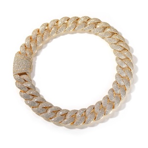 925 Sterling Silver Moissanite Hiphop Cuban Link Necklace Gold Plated <b>Iced</b> <b>Out</b> <b>Chain</b> Jewelry for Unisex Party Gift - Product Image 2