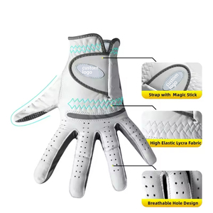 Gant de golf en cuir véritable pour droitier, antidérapant, respirant, évacuant l'humidité, à doigts entiers, avec sangle de poignet réglable - Product Image 6