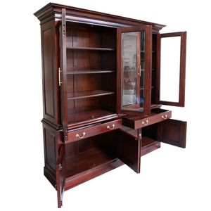 Vitrine à quatre portes en acajou massif, fabriquée à la main, au style réplique antique traditionnel avec quatre portes vitrées. - Product Image 6