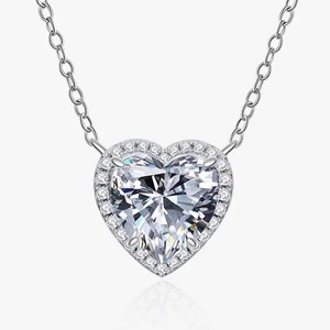 สร้อยคอโมอิสซาไนต์ทรงหัวใจ 4.0 กะรัต ดีไซน์ใหม่ เงินแท้ 925 ชุบไวท์โกลด์ 18K พร้อมสายสร้อยแบบเชื่อมต่อ สำหรับผู้หญิง ขายส่ง - Product Image 3
