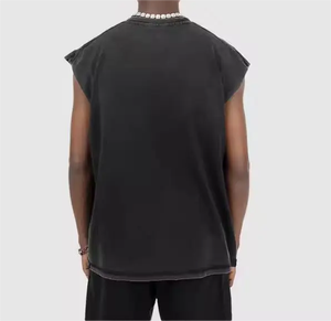 Custom Vintage Cotton Tank Top <b>for</b> <b>Men</b> Washed Vest, High Quality Plus Size <b>Men's</b> Workout <b>Singlets</b>, Retro Gym & Streetwear Sleeve - Product Image 2