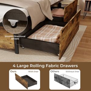 Base de Cama con Luces LED y Puertos USB en Tamaños Matrimonial/Queen/Single con Cajones - Product Image 6