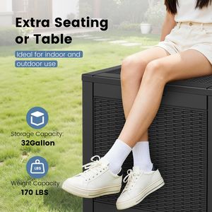 31-Gallon Deck <b>Box</b> with External Waterproof Resin <b>Lockable</b> Outdoor <b>Storage</b> - Product Image 4