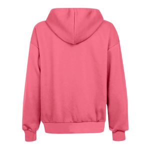 Sweat-shirt à capuche zippé oversize pour femme, coupe ample et décontractée, couleur unie, 100% coton tricoté, manteau d'hiver pour adolescente - Product Image 1