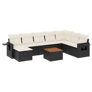 Ensemble de canapés de jardin en rotin PE noir avec housses amovibles modulaires - Product Image 2