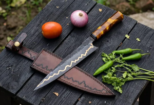 Cuchillo de Chef Profesional de Pakistán, Personalizado al por Mayor, de Alta Calidad, Servicio OEM ODM, Hoja de Acero al Carbono Grabada, Ambidiestra - Product Image 2