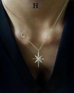 Pendentif Étoile et Lune Élégant, Diamant Certifié IGI/GIA, Bijoux Fins, Service de Fabrication de Bijoux Personnalisés OEM/ODM - Product Image 5