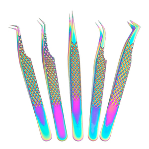 Eyelash Tweezers Set Stainless Steel Lash Extension Tweezers Straight Curved Tips with <b>Case</b> - Product Image 5
