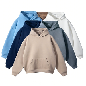 Manufacturer Wholesale High Quality Custom Logo Solid Terry <b>Black</b> Hooded Long Autumn Hoodie & Sweatshirt for <b>Men</b> - Product Image 4