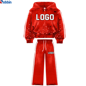 Conjunto Deportivo de 2 Piezas para Hombre y Mujer, Estilo Informal, Lavado Ácido, Transpirable, con Cierre de Cremallera, Pantalones Deportivos, Moda de Invierno - Product Image 1