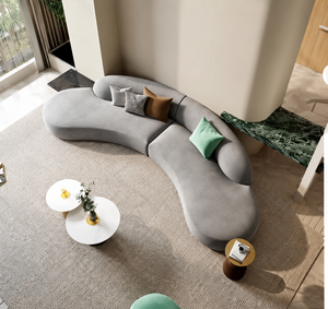 Canapé modulaire incurvé de luxe en forme de croissant, canapé sectionnel en tissu de designer scandinave, mobilier de salon contemporain pour la maison - Product Image 3