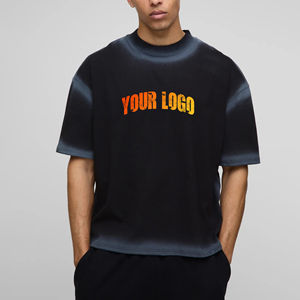 Camiseta de hombre de alta calidad, 100% algodón, con efecto deslavado vintage, corte holgado, logotipo impreso personalizado, lavado a la piedra. - Product Image 1