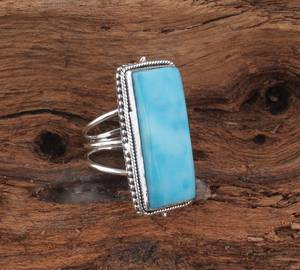 Anillo de Plata Larimar, Anillo de Plata de Ley 925, Plata de Ley 925 Sólida - Product Image 2