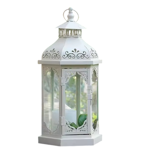 Classic Yellow and Blue Iron <b>Lanterns</b> with Star Cutouts Glass Panels Durable Home Decoration Candle Holders Wedding Decor - Product Image 6