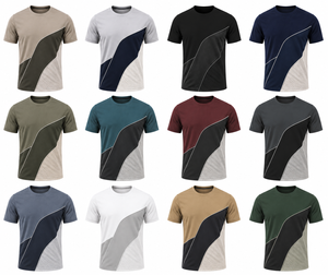 Men's Sporty Streetwear T-<b>Shirt</b> Short Sleeve O-Neck Quick Dry Eco-Friendly Regular Fit Knitted Polyester <b>Patchwork</b> Design - Product Image 6