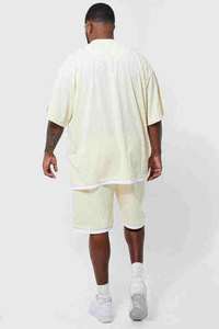 Conjunto de Camiseta y Pantalones Cortos Oversize 100% Algodón Transpirable de Dos Piezas 6x-10x con Estampado Puff Estilo Urbano Térmico - Product Image 3