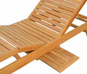 Mango Wood Modern Outdoor Sun Lounger Foldable Adjustable Back Eco-Friendly Hotel Apartment Patio Furniture with <b>Wheels</b> Cushions - Product Image 4