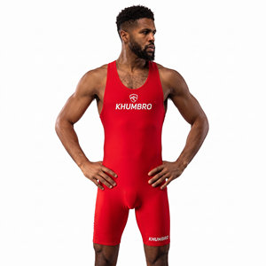 Traje de Lucha Libre Rojo, Directo de Fábrica, Uniformes de Lucha Libre Hechos a Medida, Proveedor al por Mayor, Uniforme de Artes Marciales de Una Pieza Ajustado - Product Image 1