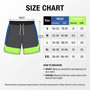 Shorts de sport pour homme à blocs de couleur, séchage rapide, avec cordon de serrage, longueur Bermuda, avec poches, gris, bleu, vert, en polyester tricoté - Product Image 6