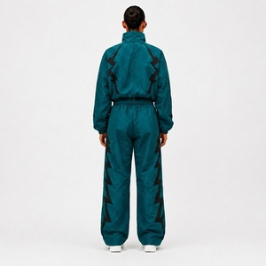 Black Nylon Sportswear Tracksuit Two Piece Jacket and Pants <b>Set</b> for Athletic Training Fitness Workout and Outdoor Wear - Product Image 2