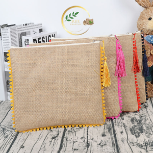 Bolsa de Cosméticos de Yute Hecha a Mano con Cierre, Bolsa de Viaje Reutilizable para Maquillaje - Product Image 1