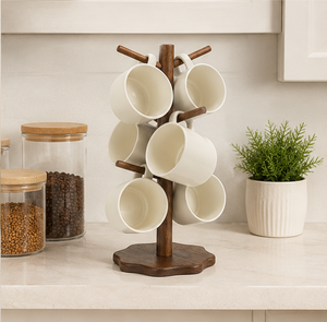 Deluxe Quality Solid Wood Mug Holder Tree With 6 <b>Hooks</b> Eco-Friendly Coffee Cup Organizer Stand For <b>Kitchen</b> Countertop And Home - Product Image 4