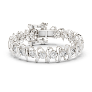 9Kt White <b>Gold</b> Round Diamond Bracelet 62 Stones 6.2Ct Luxury Designer Heavy Bracelet Elegant Statement Bridal Party Wear Jewelry - Product Image 1