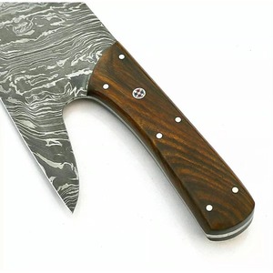 Cuchillo de Chef Profesional Hecho a Mano, Hoja de Acero de Damasco, Mango de Madera Personalizable, Funda de Cuero, Ambidiestro, Apto para Lavavajillas - Product Image 5
