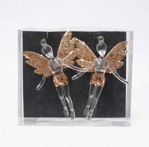 Adornos Navideños de Ángel de Plástico Acrílico Transparente de Alta Calidad, Decoraciones para Árboles de Navidad, Ángel Decorativo Color Champán - Product Image 1