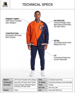 Blouson universitaire asymétrique en satin surdimensionné pour l'hiver, personnalisable avec logo, couleur, lettrage, broderie chenille, chauffant, coupe-vent, OEM - Product Image 5