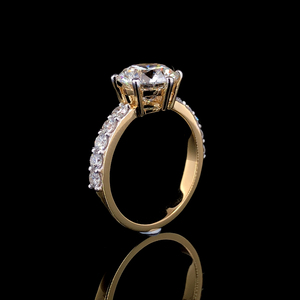 Anillo exclusivo de diamante cultivado en laboratorio con corte redondo, banda de oro amarillo macizo de 14k con pulido brillante, anillo de compromiso de 1 quilate, joyería fina. - Product Image 4