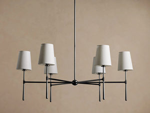 Lámpara de Techo Moderna de Acero Blanco con Pantalla de Vidrio Cónica, 6 Luces, Altura Ajustable, Fácil Instalación para Iluminación Residencial - Product Image 3