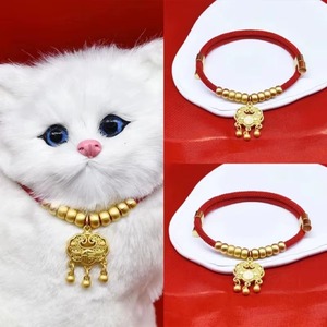 Collier de mode pour animaux de compagnie, nouveau design, classique, réglable, en corde rouge, pour chats, avec fermoirs de sécurité, collier pour chat avec chaîne en corde bleue - Product Image 4