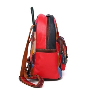 Ando Bag Genuine Cowhide Leather <b>Backpack</b> for Women Multicolor <b>Floral</b> Patchwork Small Casual Daypack - Product Image 2
