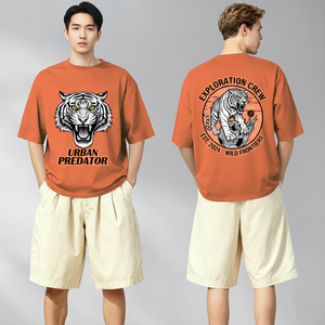 T-shirt décontracté pour homme, coupe classique, épaules tombantes, streetwear, haute qualité, 240 grammes, imprimé DTG, tissu tricoté polyester/coton - Product Image 1