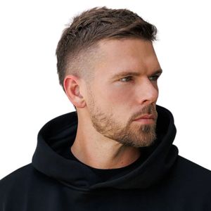 Sudadera con Capucha Negra para Hombre, Corte Holgado, Informal, de Felpa, para Gimnasio, Deporte, Ropa Urbana, Moda - Product Image 3