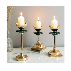 <b>Tall</b> metal candle stand with stable base refined design and durable build for <b>table</b> centerpiece and home styling - Product Image 1