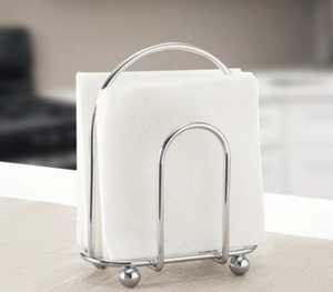 Metal Napkin Holder Chrome Arch Design Upright Tissue Organizer with Ball Feet Elegant Kitchen Dining <b>Table</b> Accessory - Product Image 1