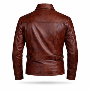 Chaqueta de Motociclista de Cuero Genuino Negro para Hombre, Diseño con Rayas Rojas, Corte Ajustado, Fabricante Personalizado - Product Image 2