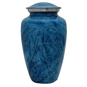 โกศโลหะสีฟ้าเที่ยงคืนคลาสสิกสำหรับงานศพเถ้ามนุษย์ผู้ใหญ่สำหรับงานศพหรือพิธีฝังศพ - Product Image 5