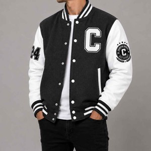 Chaqueta Varsity Champion para Hombre, Negra con Letra C Bordada en Blanco, Estilo Preppy, para Otoño e Invierno - Product Image 5